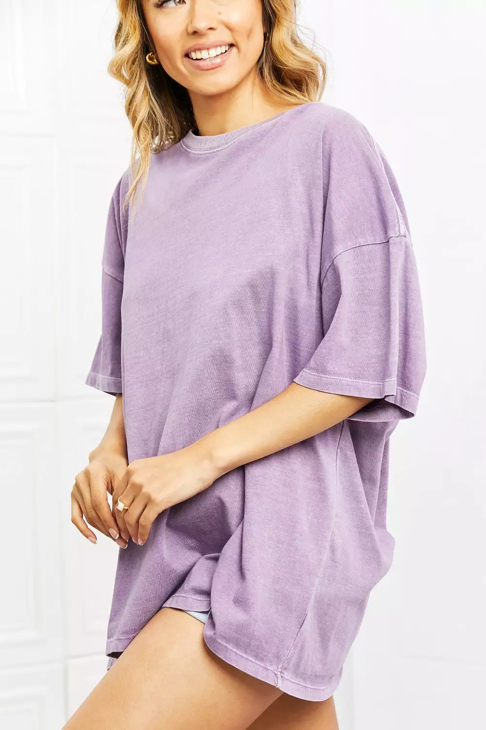 DOUBLE ZERO Purple Oversized Vintage Wash T-Shirt