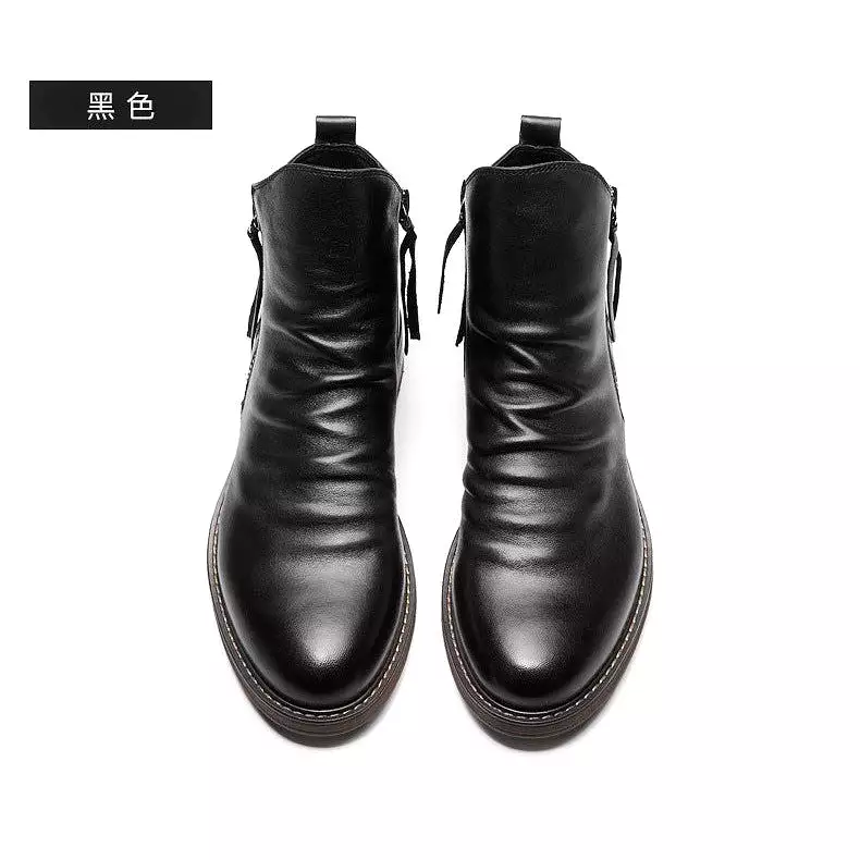 Double zip men's boots with anti-slip soles