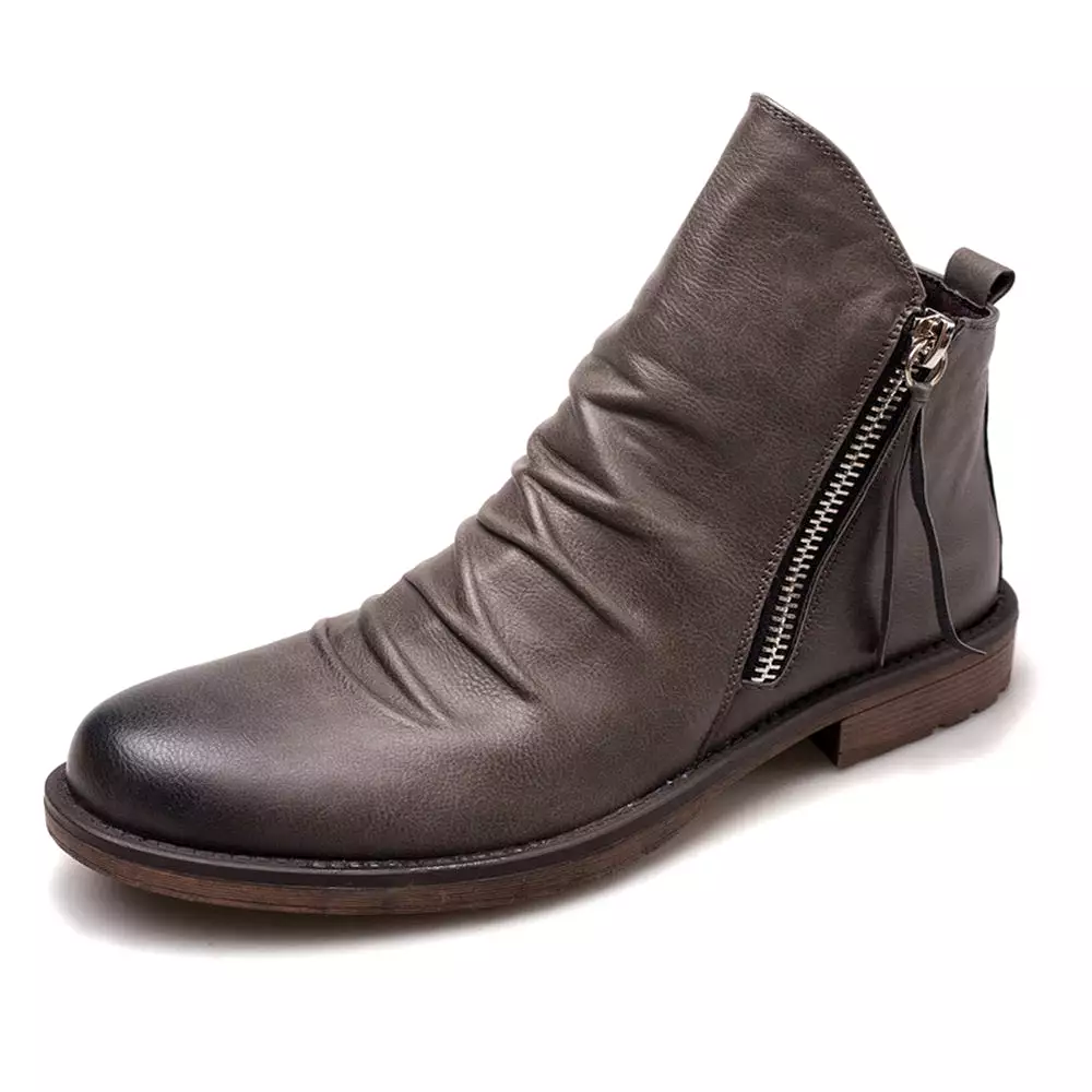 Double zip men's boots with anti-slip soles