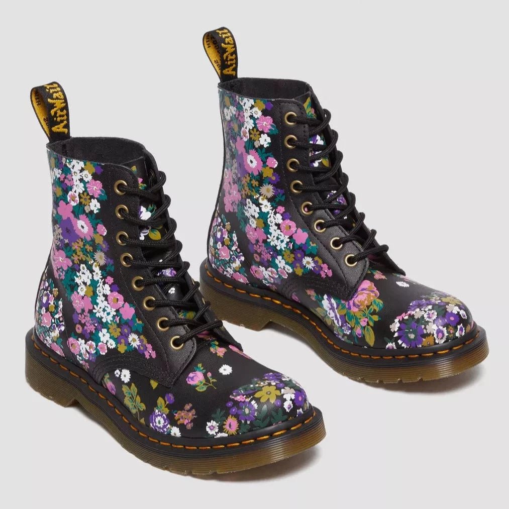 Dr. Martens 1460 Pascal Black+Multi Vintage Floral Backhand - Women's Shoes