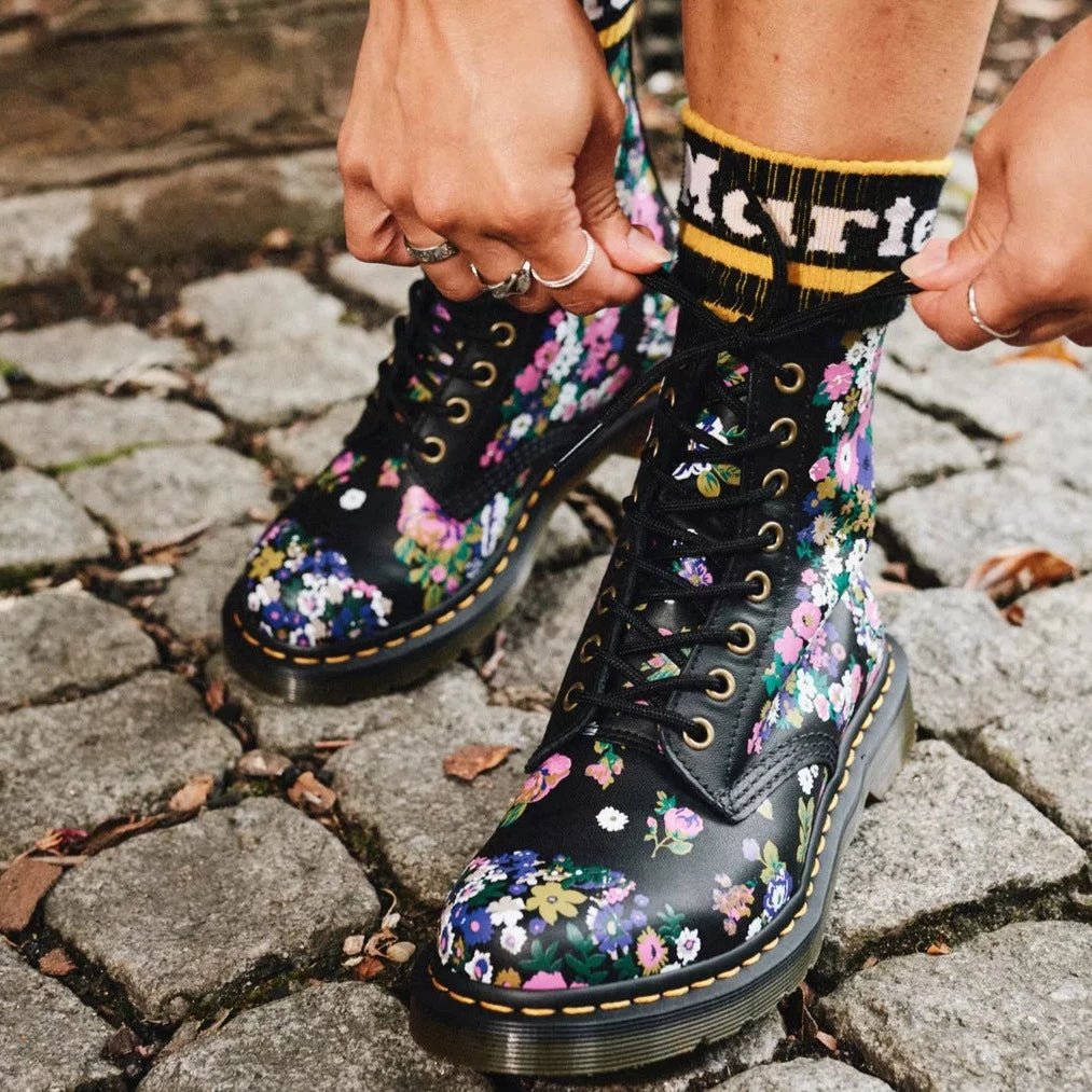 Dr. Martens 1460 Pascal Black+Multi Vintage Floral Backhand - Women's Shoes