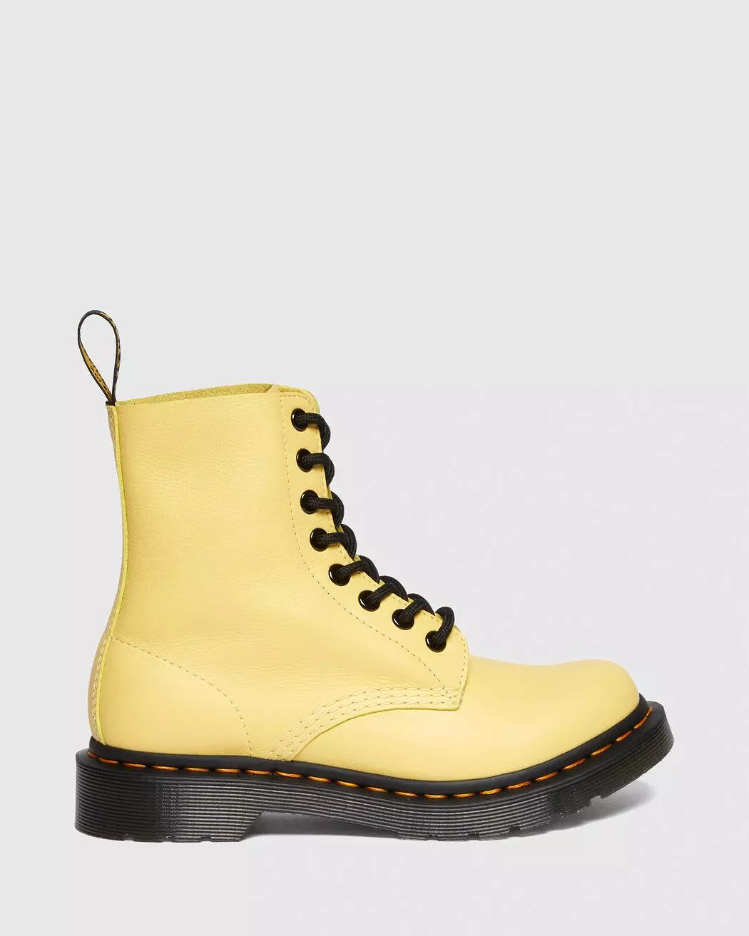 Dr Marten's Women's 1460 Pascal Black Eyelet Lace Up Boots - Lemon Yellow Virginia