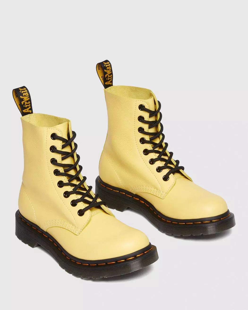 Dr Marten's Women's 1460 Pascal Black Eyelet Lace Up Boots - Lemon Yellow Virginia