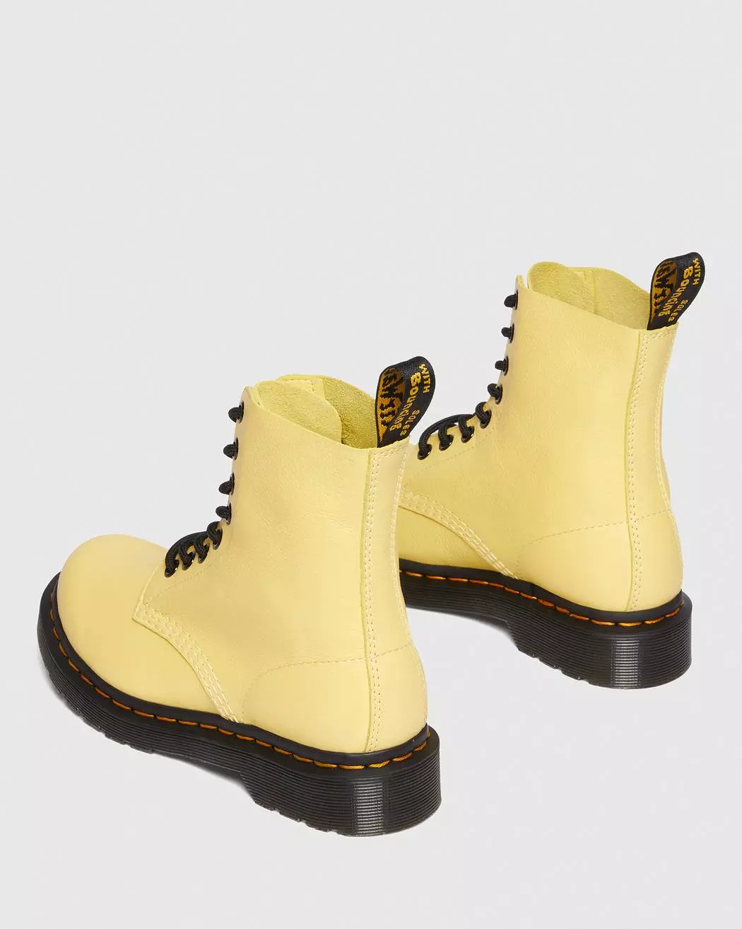 Dr Marten's Women's 1460 Pascal Black Eyelet Lace Up Boots - Lemon Yellow Virginia