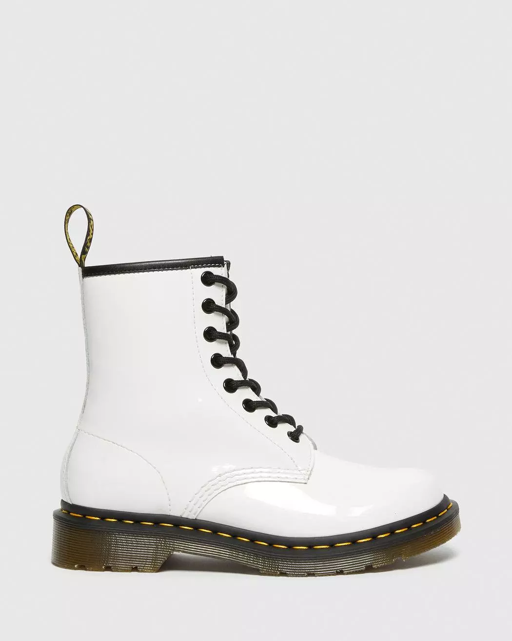 Dr. Martens Women's 1460 White Patent Leather Lace Up Boots