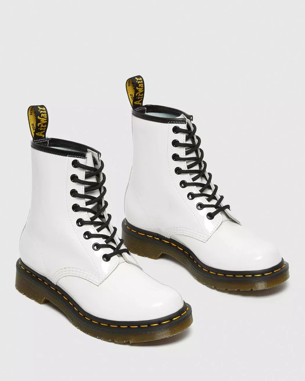 Dr. Martens Women's 1460 White Patent Leather Lace Up Boots