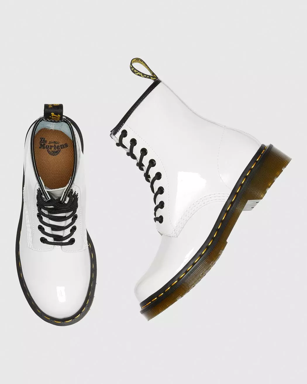 Dr. Martens Women's 1460 White Patent Leather Lace Up Boots