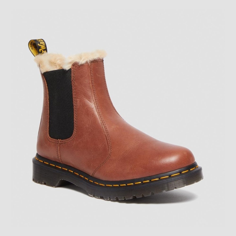 Dr. Martens Women's 2976 Leonore Tan Faux Fur Lined