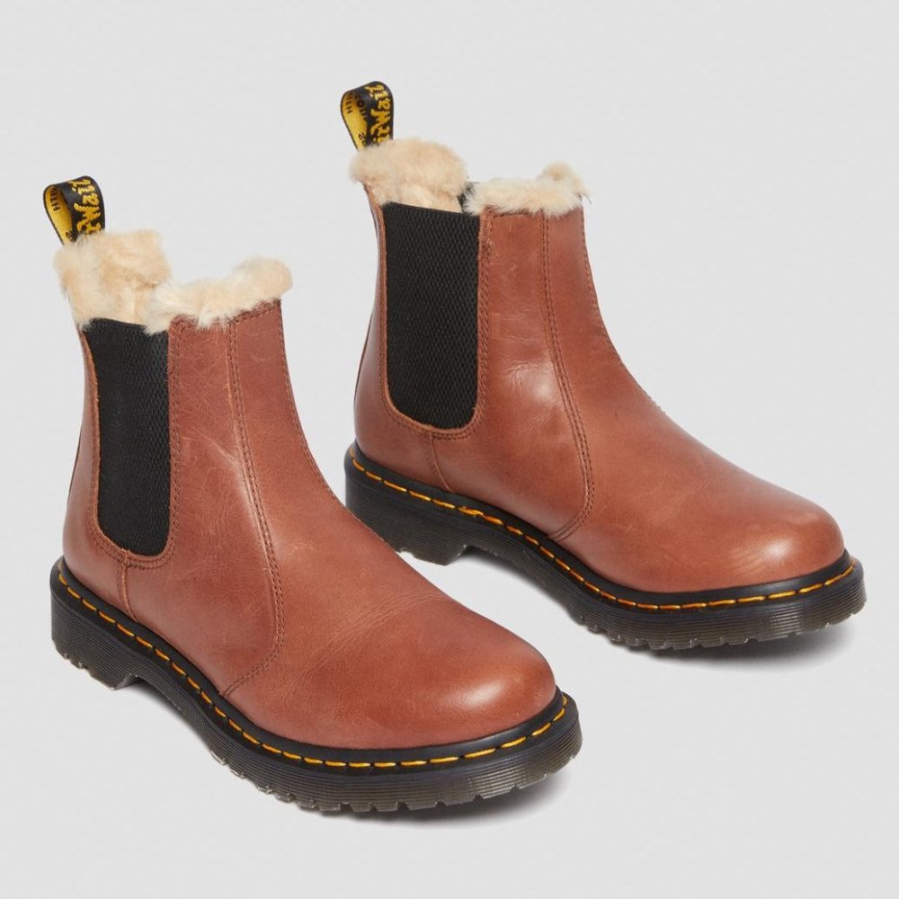 Dr. Martens Women's 2976 Leonore Tan Faux Fur Lined