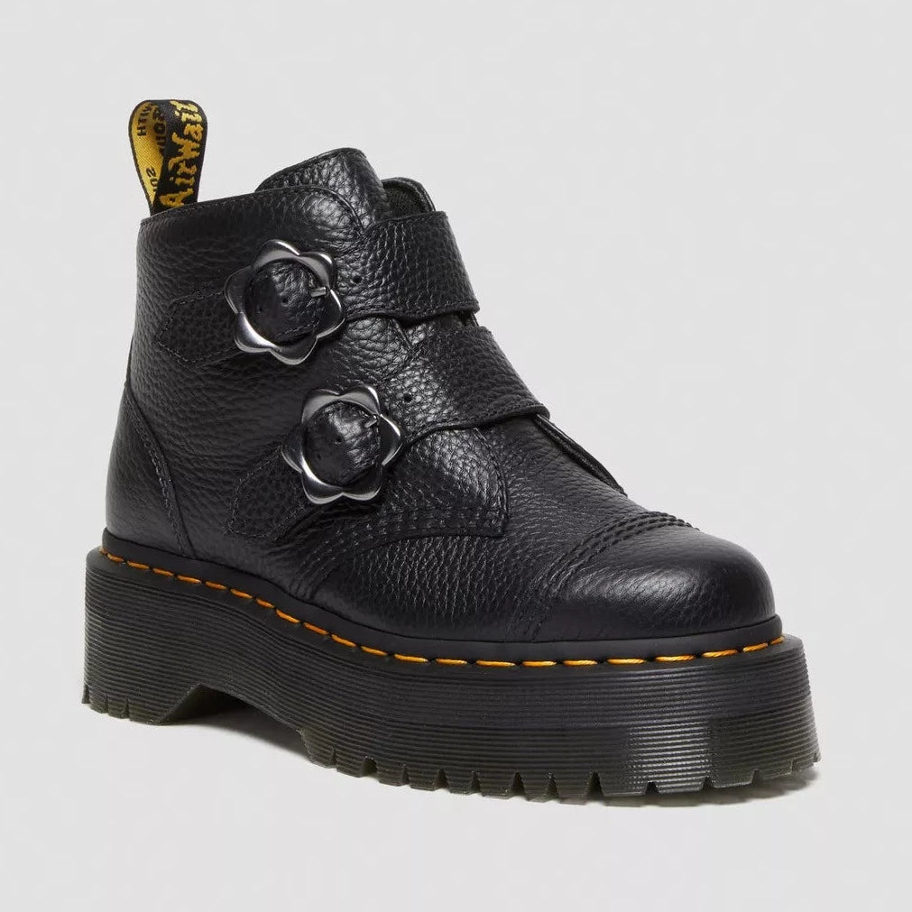 Dr. Martens Women's Black Milled Nappa Devon Quad Flower Buckle