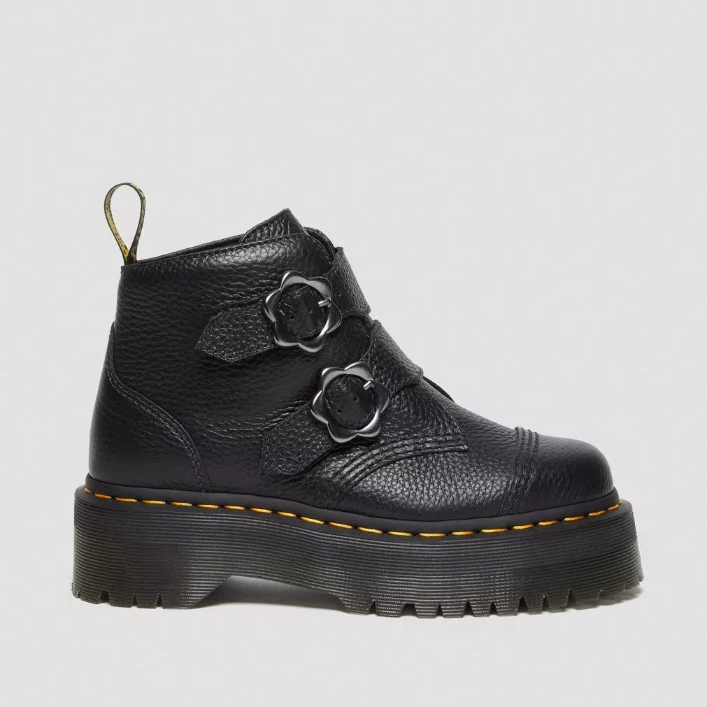 Dr. Martens Women's Black Milled Nappa Devon Quad Flower Buckle