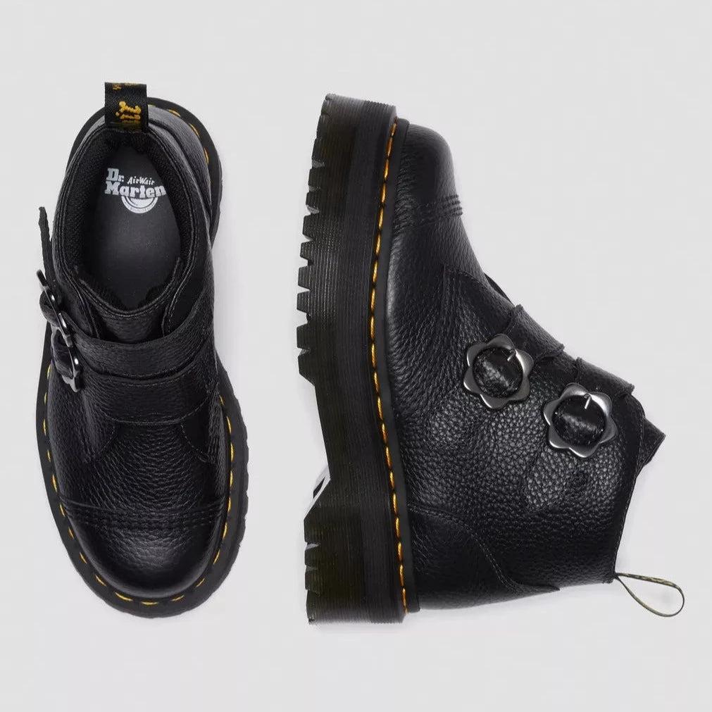 Dr. Martens Women's Black Milled Nappa Devon Quad Flower Buckle