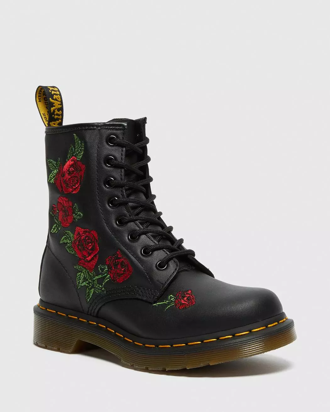 Dr Martens Women's Black Softy 1460 Vonda Floral Leather Lace Up Boots.