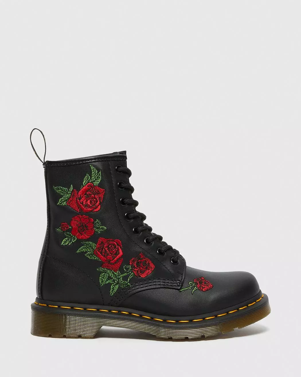 Dr Martens Women's Black Softy 1460 Vonda Floral Leather Lace Up Boots.