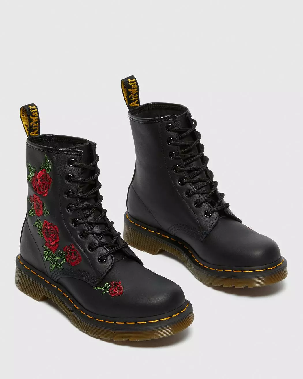 Dr Martens Women's Black Softy 1460 Vonda Floral Leather Lace Up Boots.