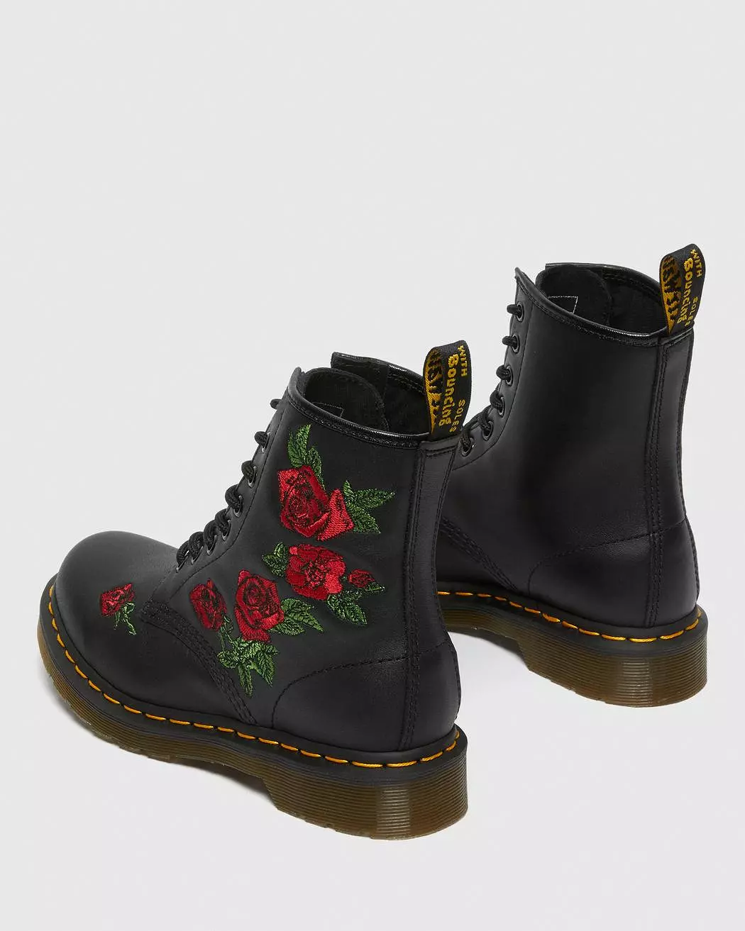 Dr Martens Women's Black Softy 1460 Vonda Floral Leather Lace Up Boots.