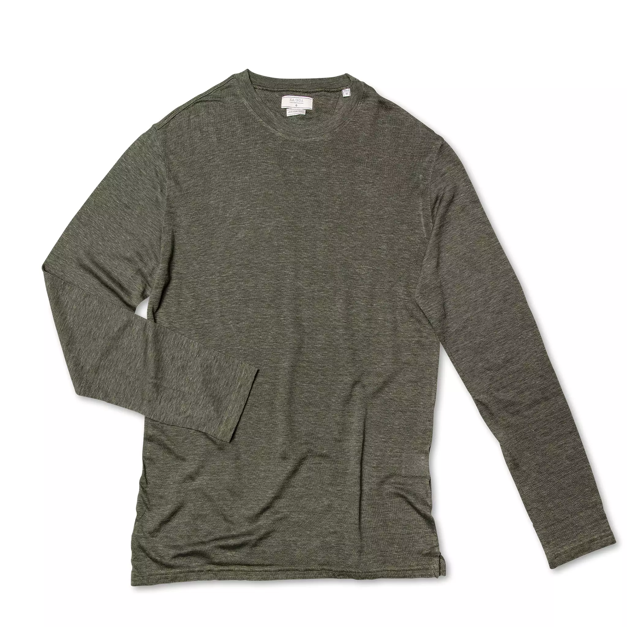 Elié linen jersey long-sleeved t-shirt in foliage green.