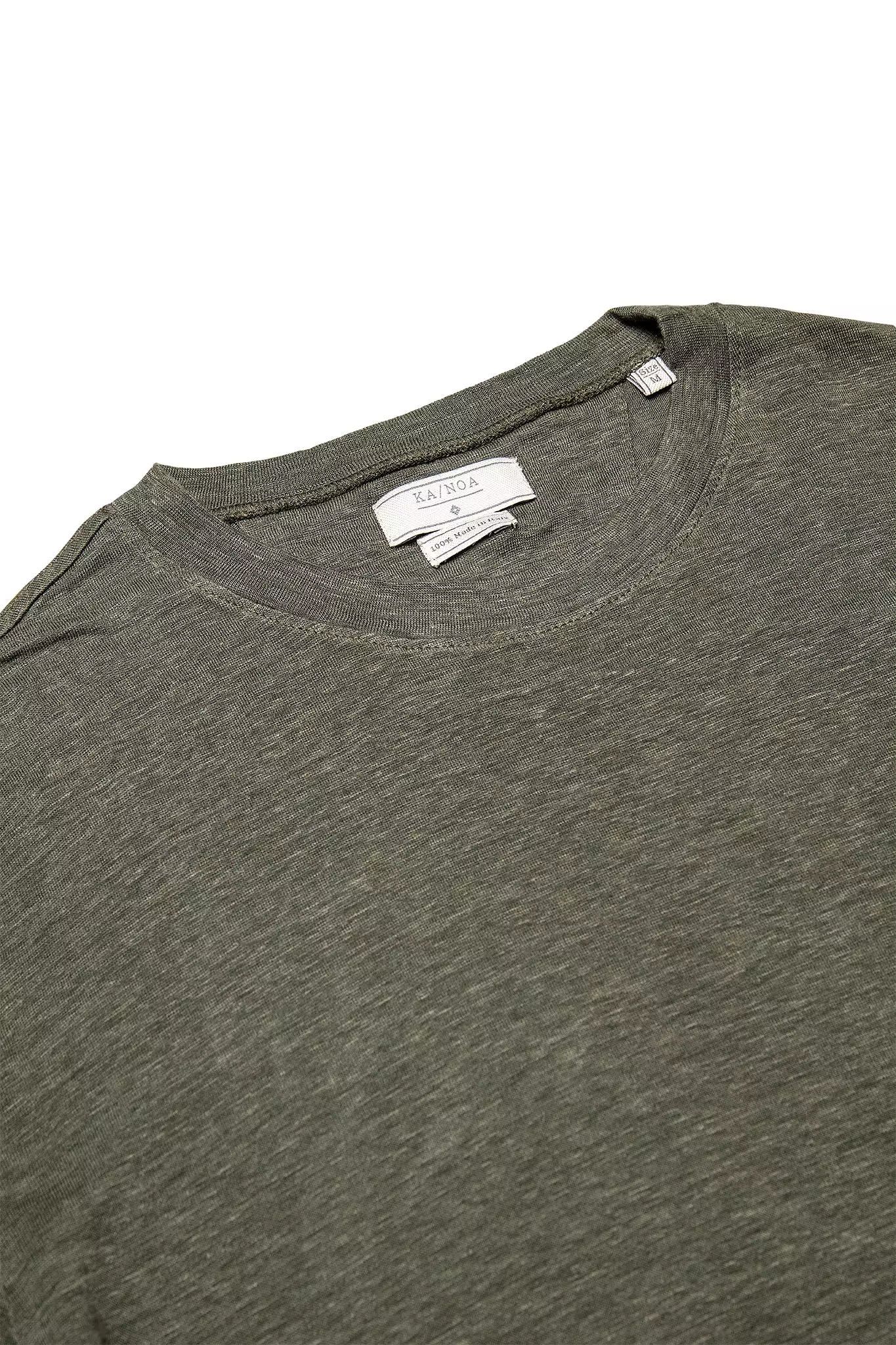 Elié linen jersey long-sleeved t-shirt in foliage green.