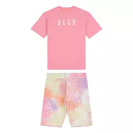 Elle Loose Fit Tee and AOP Cycling Short Set for Juniors