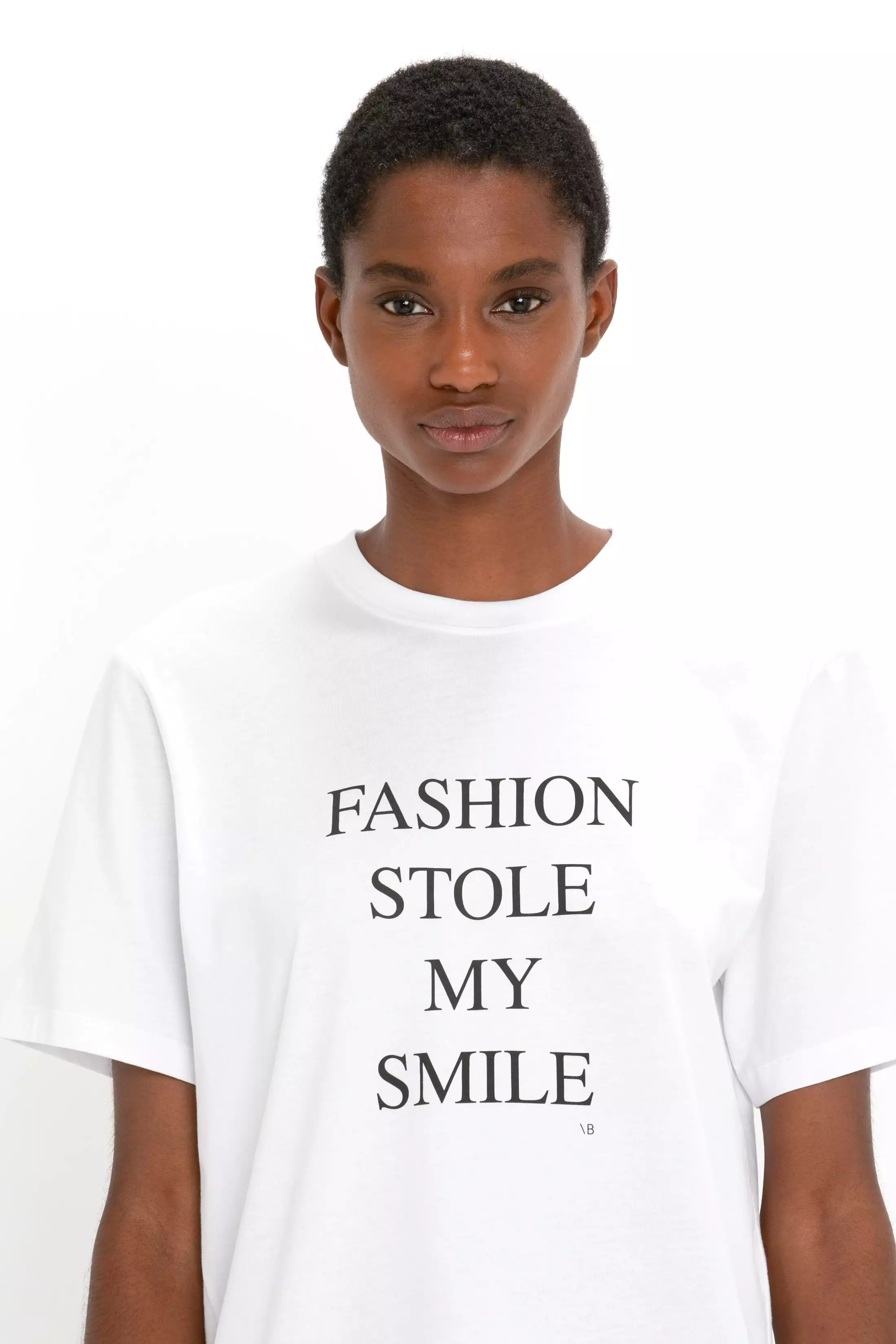 Fashion Stole Smile Slogan T-Shirt White