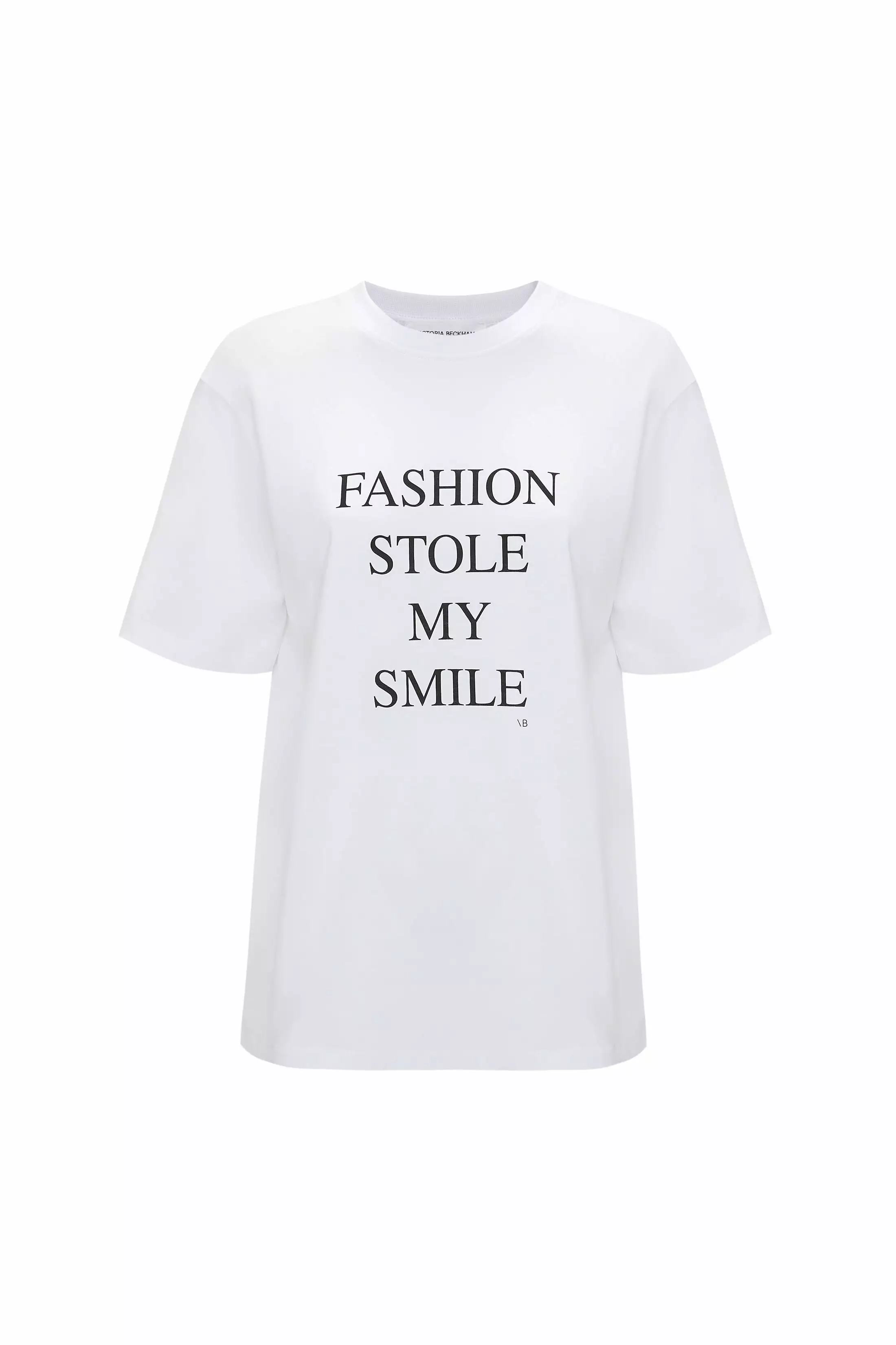 Fashion Stole Smile Slogan T-Shirt White