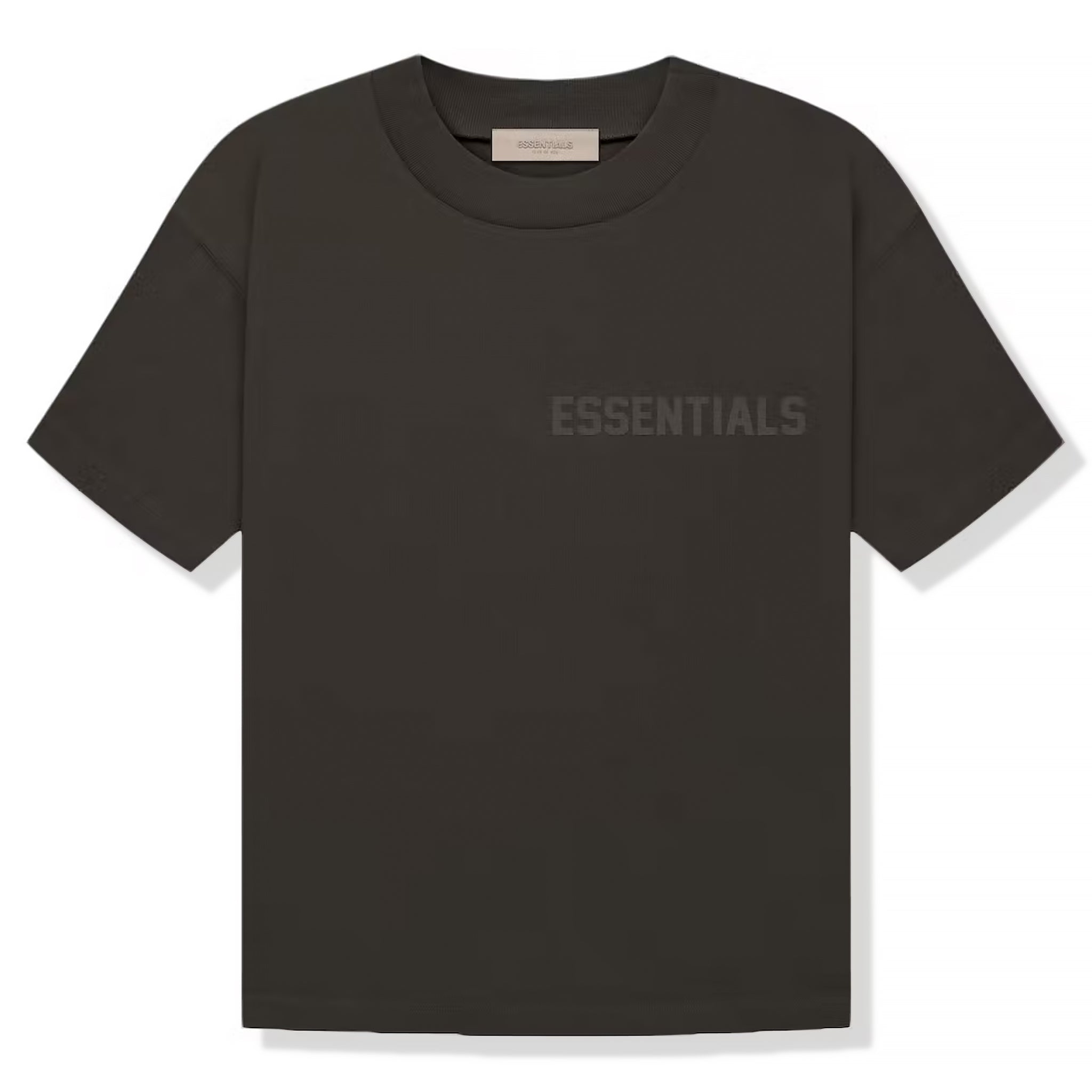 Fear Of God Essentials Off Black T Shirt - Logo - Flocked