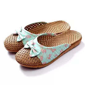 Flax Slip On Sandals with Floral Print