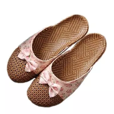 Flax Slip On Sandals with Floral Print