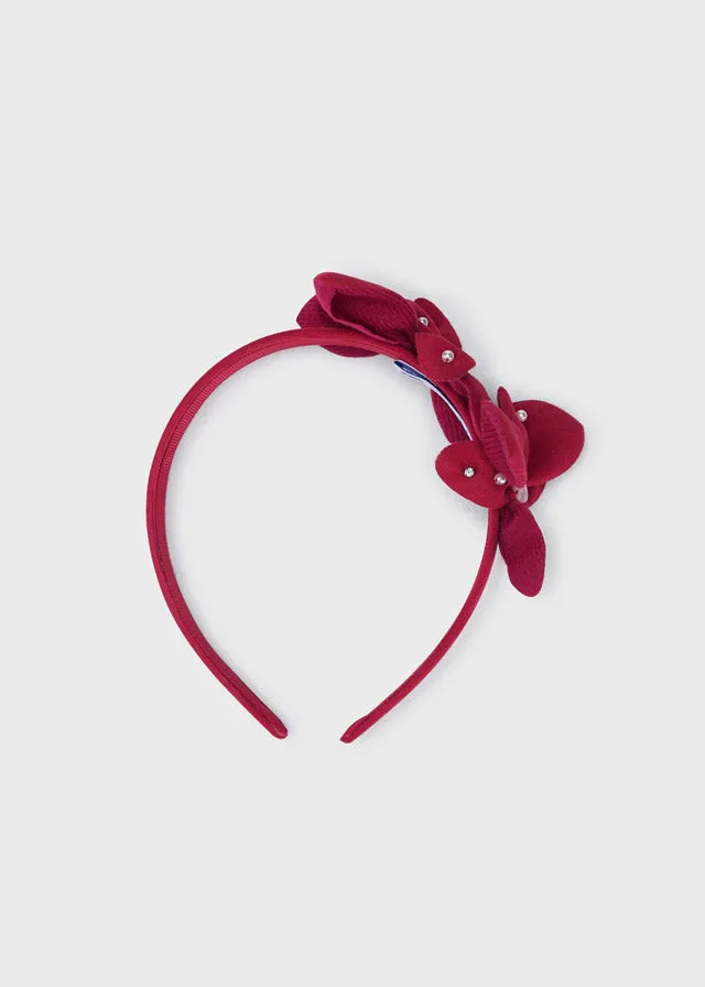 Floral headband for girls - Ruby red