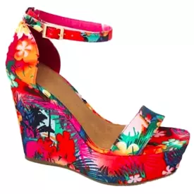 Floral Wedge Heeled Peep Toe Shoes