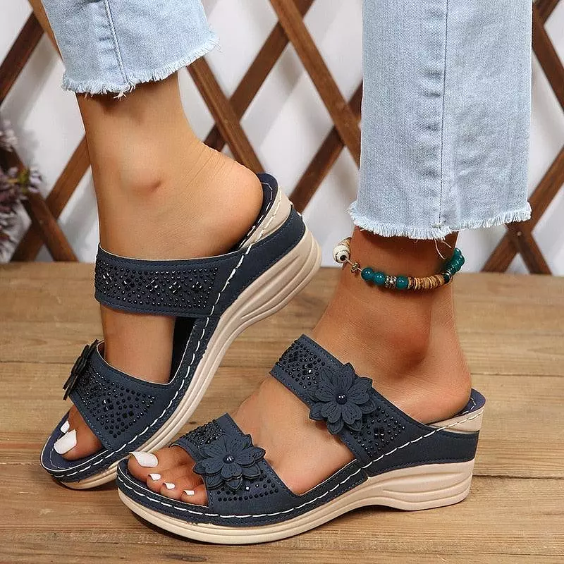 Floral Wedge Sandals.