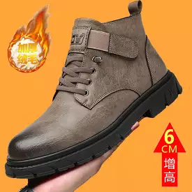 Genuine leather high-top men's boots