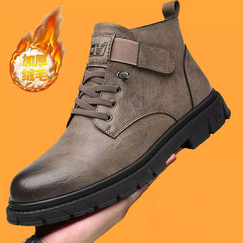 Genuine leather high-top men's boots