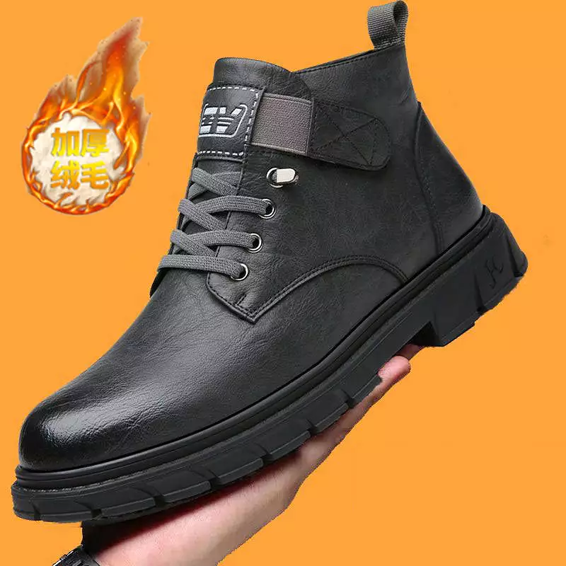 Genuine leather high-top men's boots