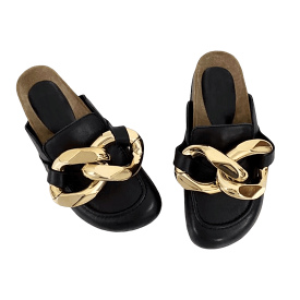 Gold Chain Slip On Sandals