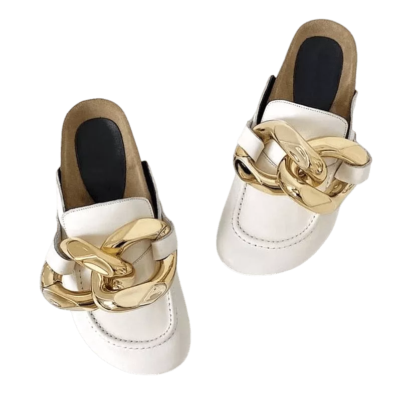 Gold Chain Slip On Sandals