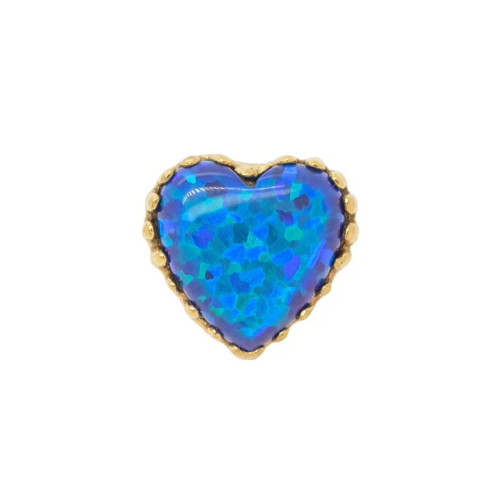 Gold Heart Opal End - Threadless