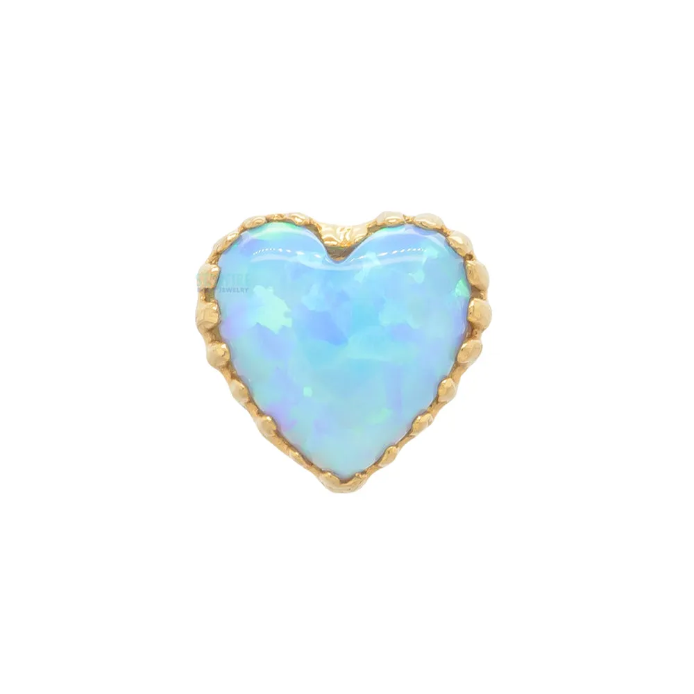 Gold Heart Opal End - Threadless