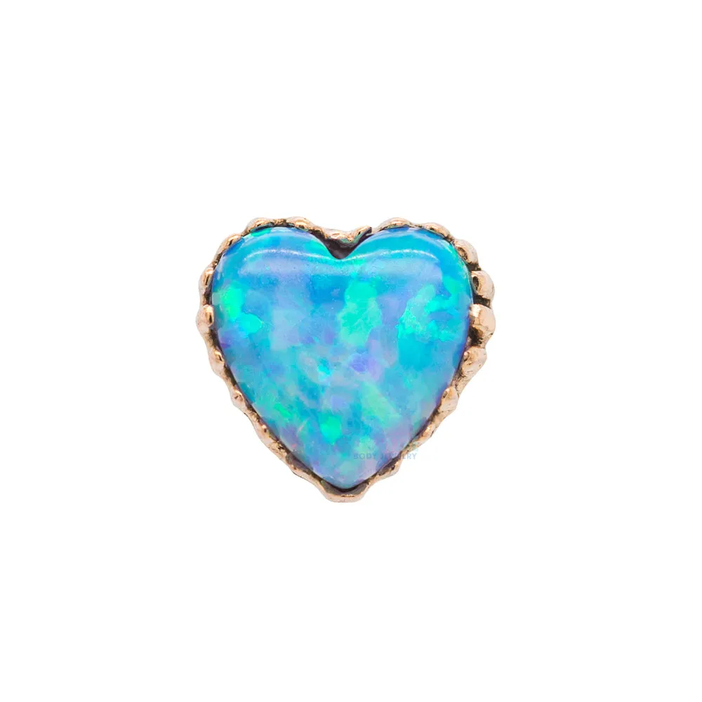 Gold Heart Opal End - Threadless