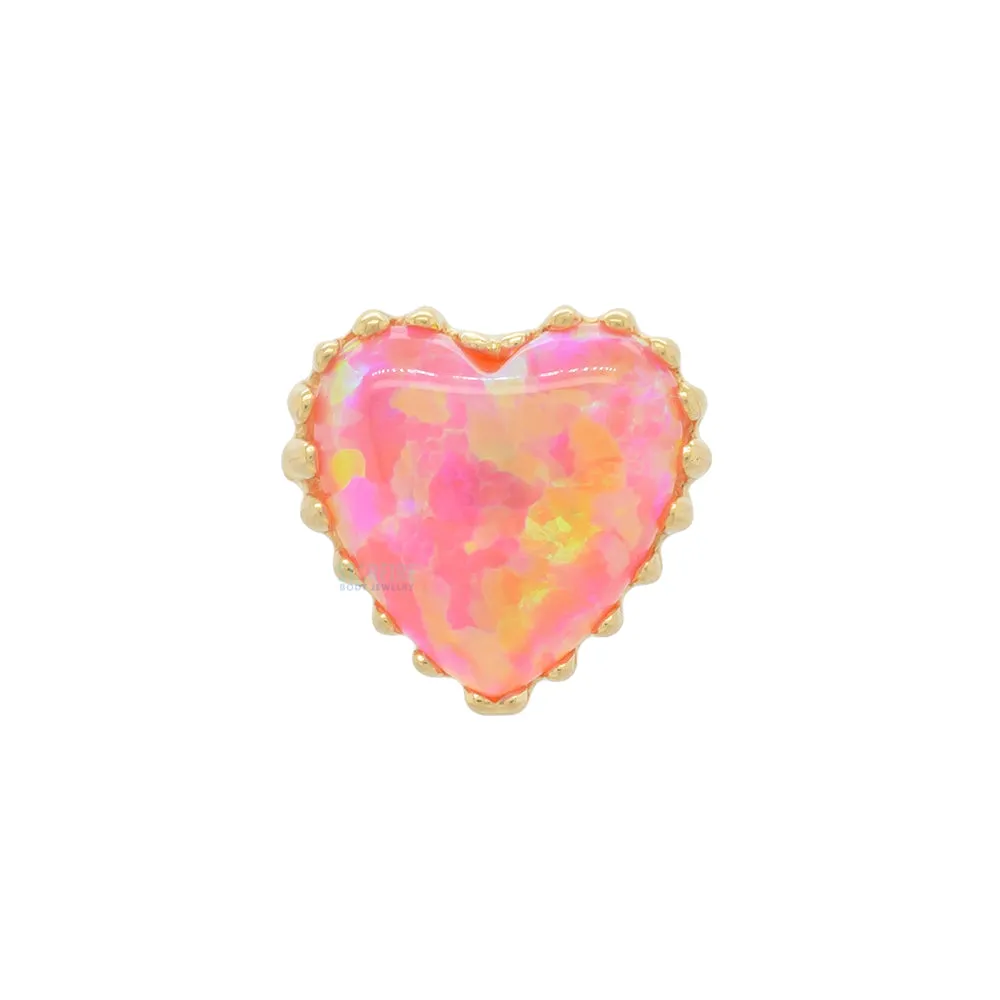 Gold Heart Opal End - Threadless