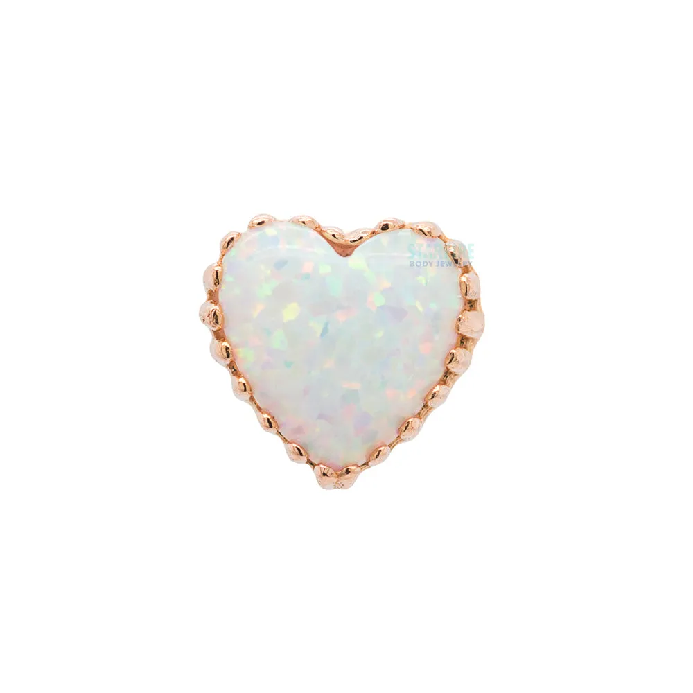 Gold Heart Opal End - Threadless