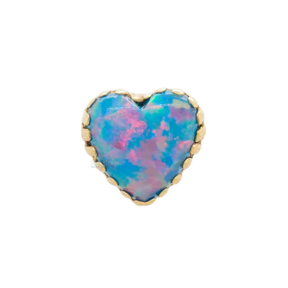 Gold Heart Opal End - Threadless