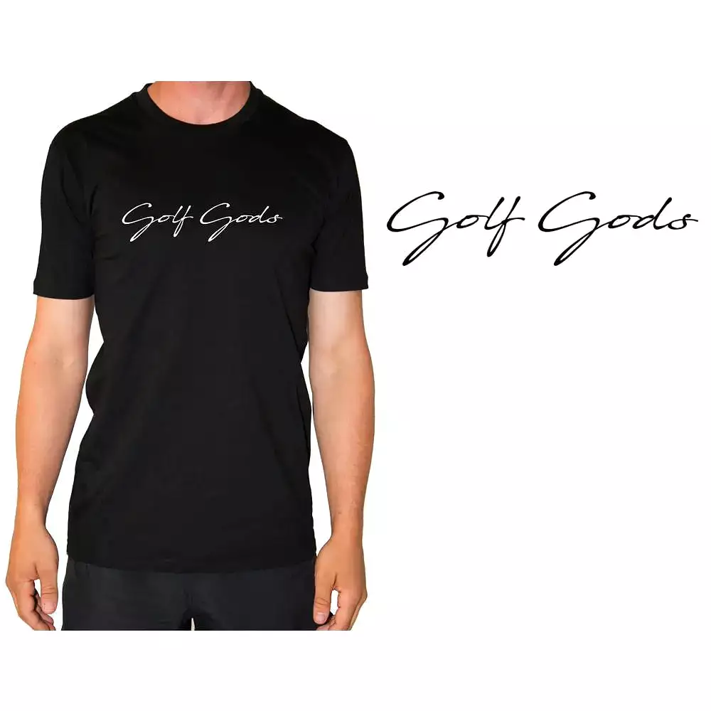 Golf Gods - Black Script T-Shirt