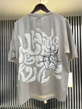 Grey Street Style Back Printed Drop Shoulder T-shirt for Sale