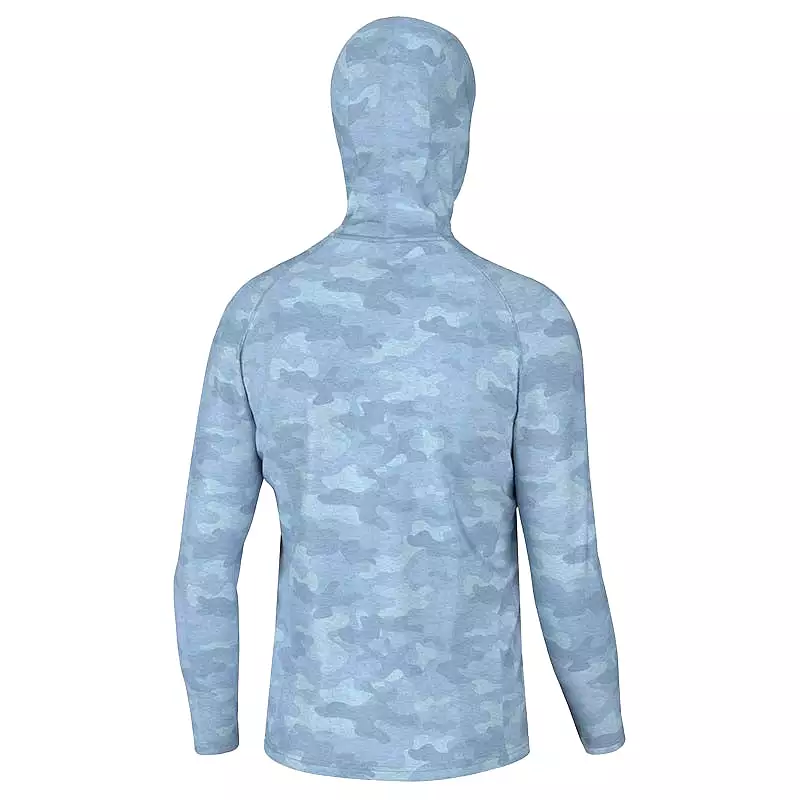 Heather Blend Hoodie T-Shirt - Light Blue Camo