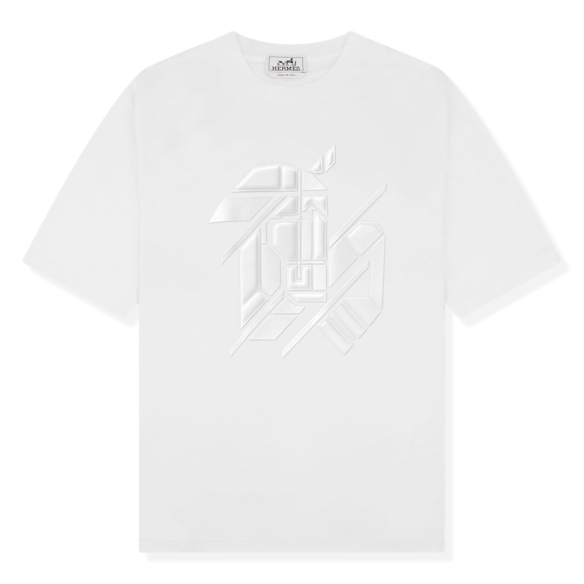 Hermes Paris White 3D Symmetrical Horse T-Shirt