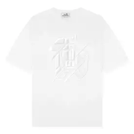 Hermes Paris White 3D Symmetrical Horse T-Shirt