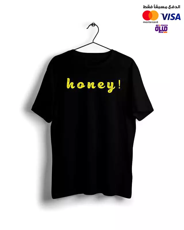 Honey Woman T-shirt - Digital Graphics, Black - Basic Design.