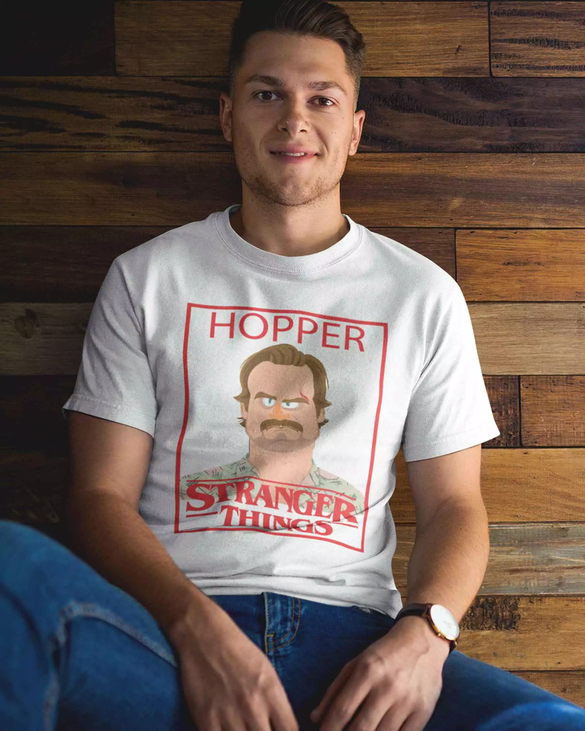 Hopper Stranger Things T-shirt - White