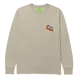 HUF Quake Mini Emblem Longsleeve Pocket Tee Sand - Buy now